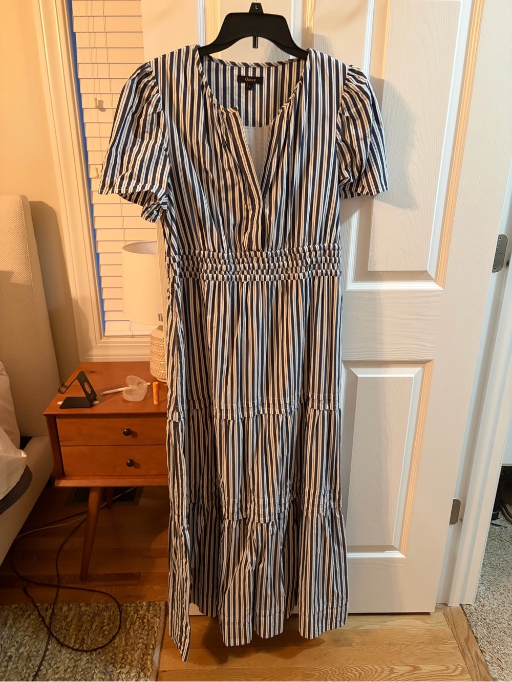 Quince organic cotton poplin tiered maxi dress large